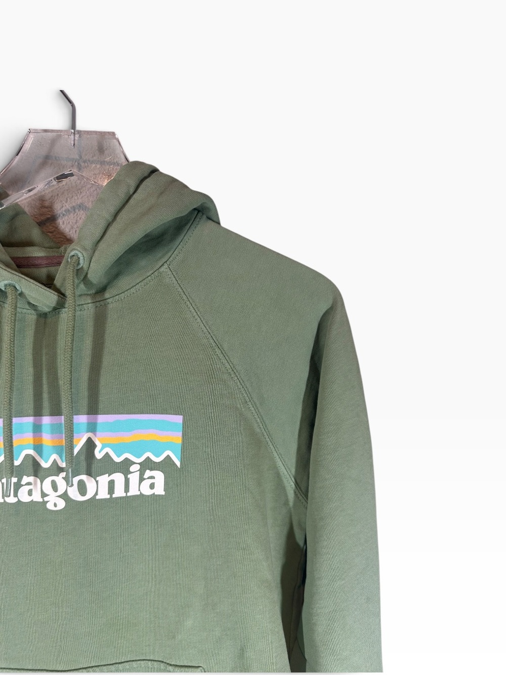 PATAGONIA Women’s Small Green Organic Cotton Lightweight Hooded Logo Sweatshirt - Picture 4 of 9